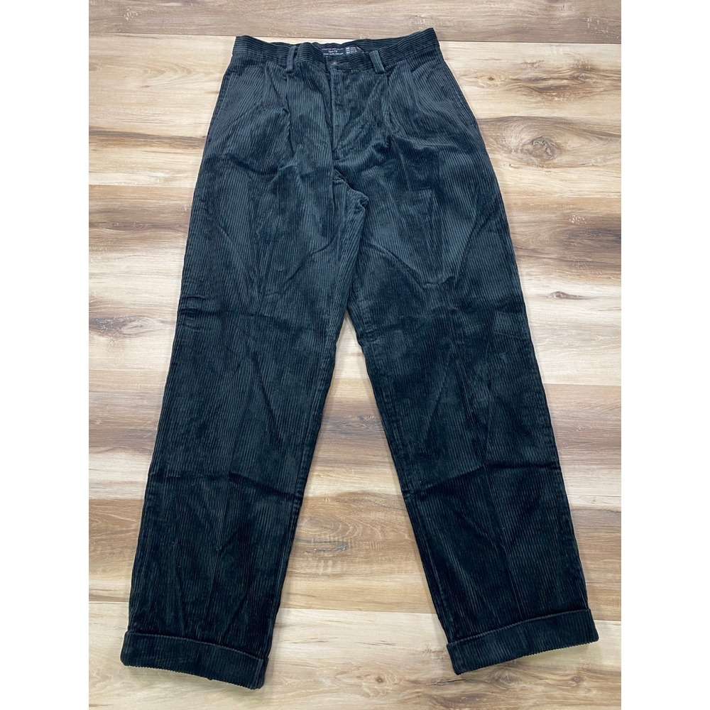 Gap Corduroy Pants 34x32 Pleated Easy Fit Straight Leg Green Vintage 90s